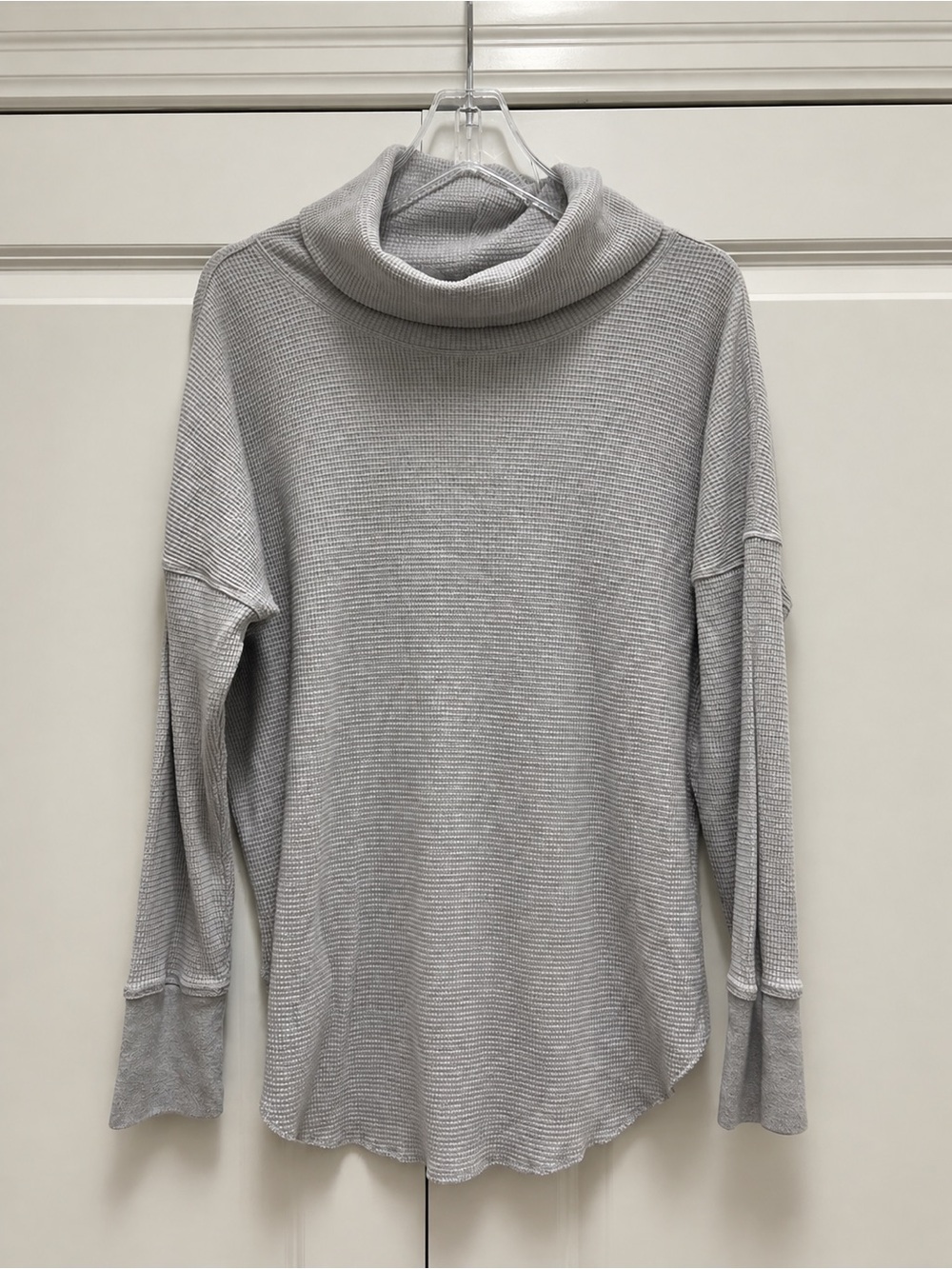 BABATON Light Gray Waffle-Knit Cowl Sweater